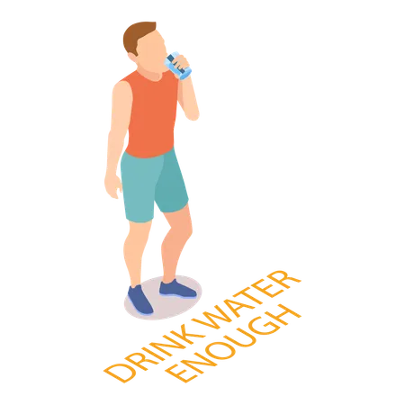 Man drinking enough water  Illustration