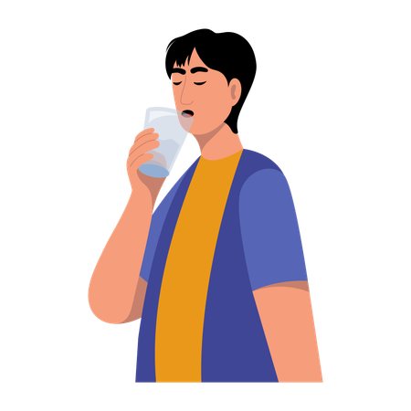 Man drinking glass of water  Illustration