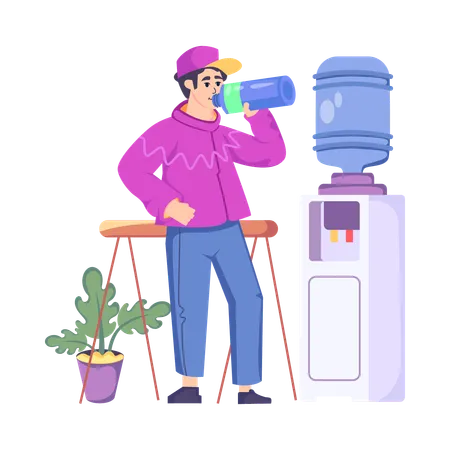 Man Drinking Healthy Drink  Illustration