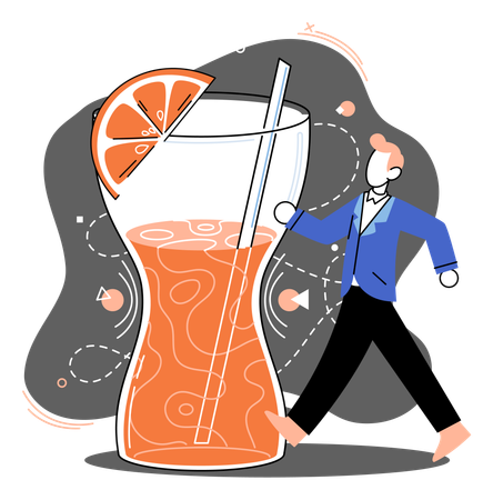 Man drinking orange juice as diet  Illustration