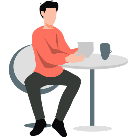 Man drinking tea in free time  Illustration