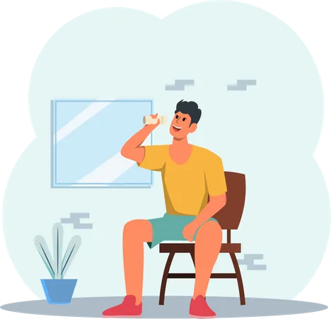 Man drinking water after workout  Illustration