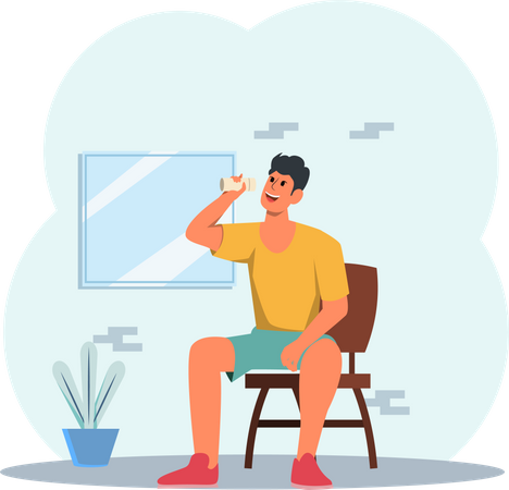 Man drinking water after workout  Illustration