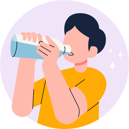 Man drinking water from  bottle  Illustration