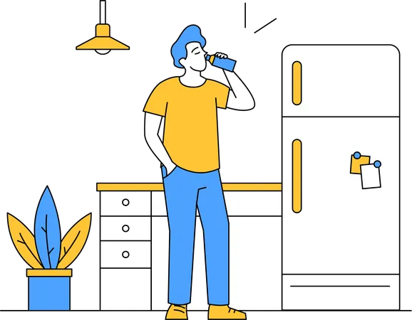 Man Drinking Water from Bottle  Illustration