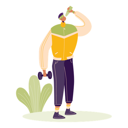 Man drinking water  Illustration