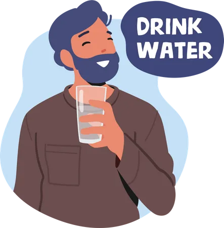 Man drinking water  Illustration