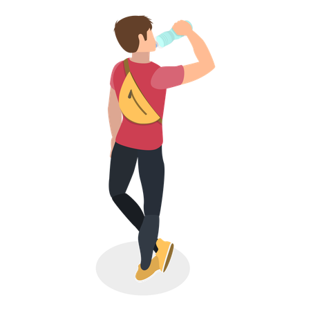 Man drinking water  Illustration