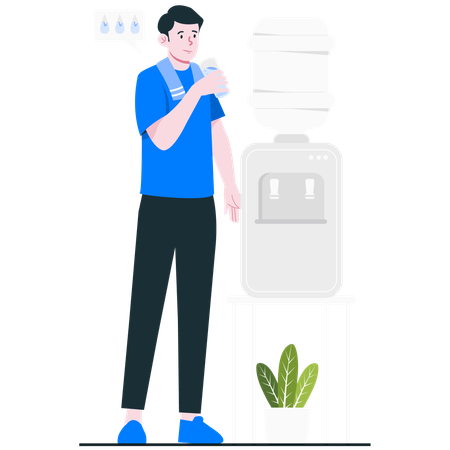Man Drinking Water Regularly  Illustration