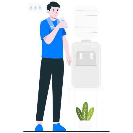 Man Drinking Water Regularly  Illustration