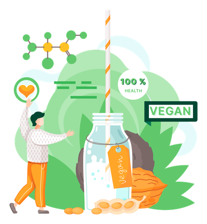 Man drinks detox water  Illustration