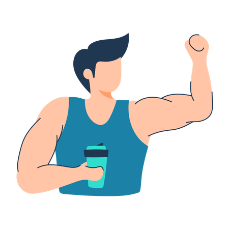 Man drinks protein shake  Illustration