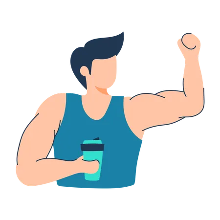 Man drinks protein shake  Illustration