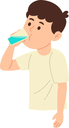 Man drinks water to feel better  Illustration