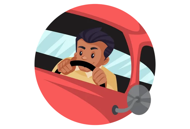 Man driving car Illustration