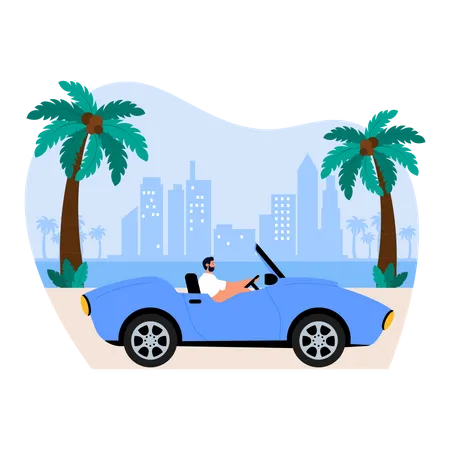 Man driving car  Illustration
