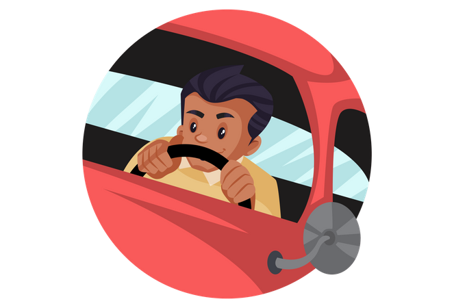 Man driving car  Illustration