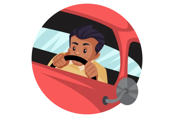 Man driving car  Illustration