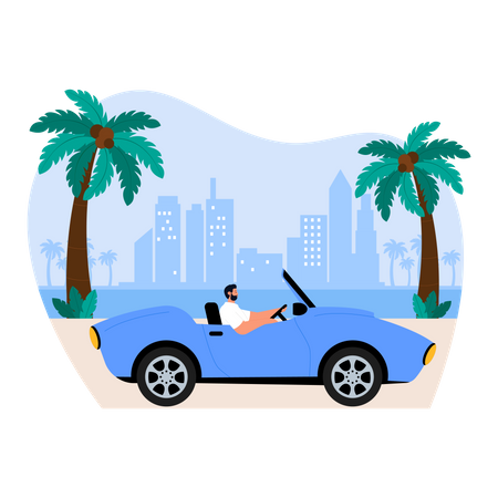 Man driving car  Illustration