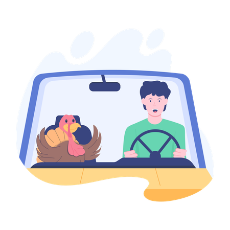 Man Driving Car  Illustration