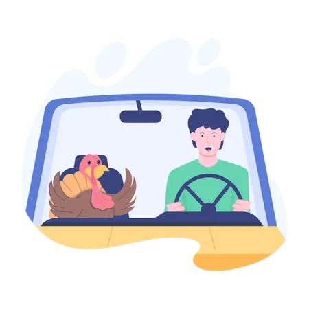 Man Driving Car  Illustration