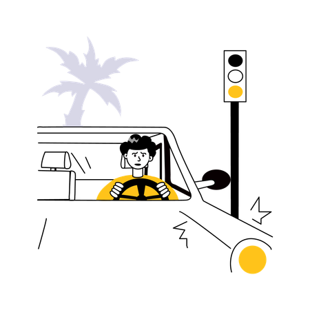 Man Driving Carefully  Illustration