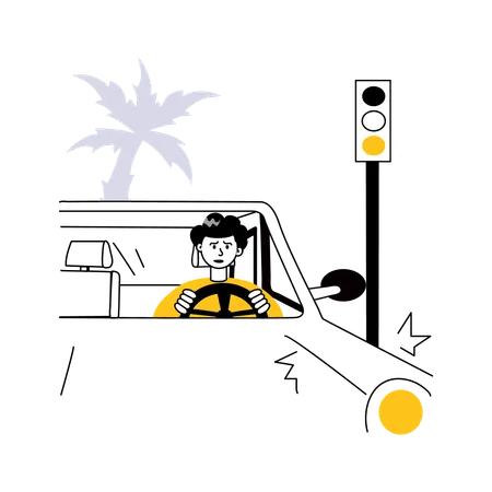 Man Driving Carefully  Illustration