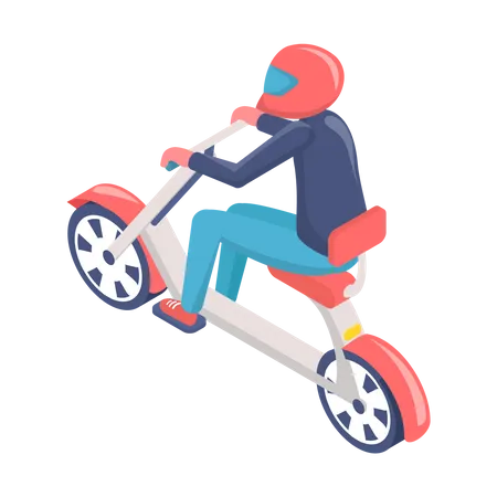 Man driving electric bike Illustration