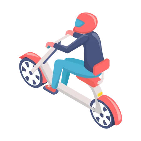 Man driving electric bike  Illustration