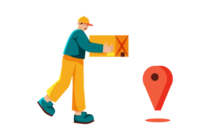 Man dropping delivery at specified location  Illustration
