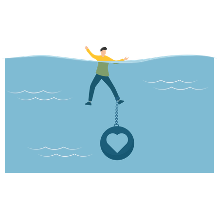 Man drowns because of love  Illustration