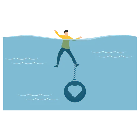 Man drowns because of love  Illustration