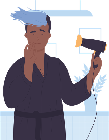 Man drying hair  일러스트레이션