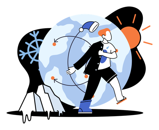 Man during warming cooling choosing clothes  Illustration