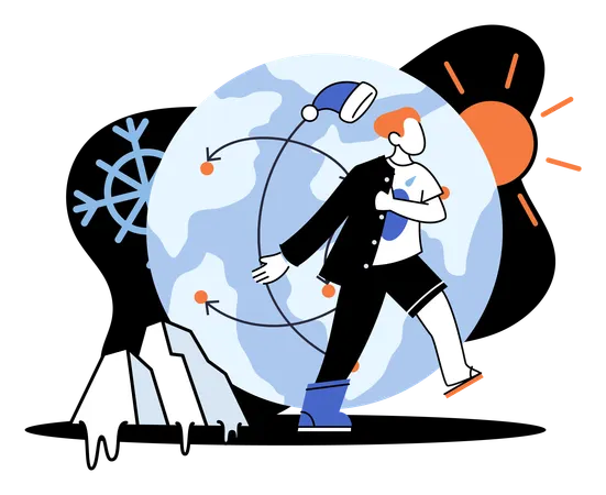 Man during warming cooling choosing clothes  Illustration