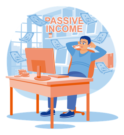 Man earn income online  Illustration
