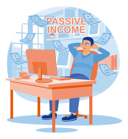 Man earn income online  Illustration