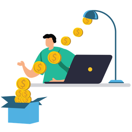 Man earn online passive income  Illustration