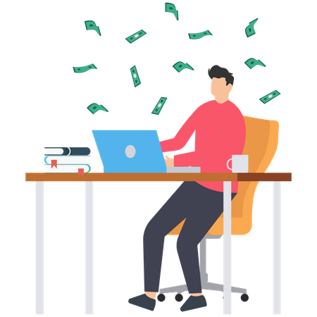 Man earn online passive income  Illustration