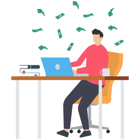 Man earn online passive income  Illustration