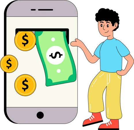 Man earning cashback from mobile app  Illustration