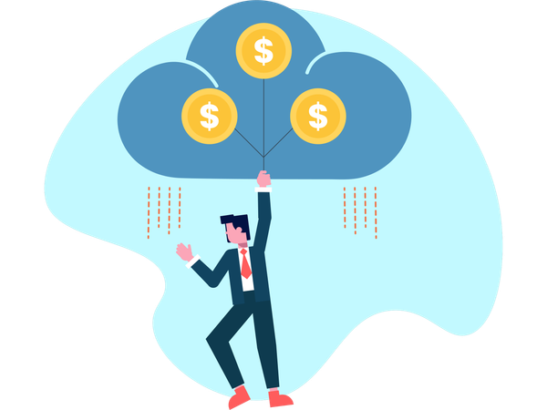 Man earning cloud money  Illustration