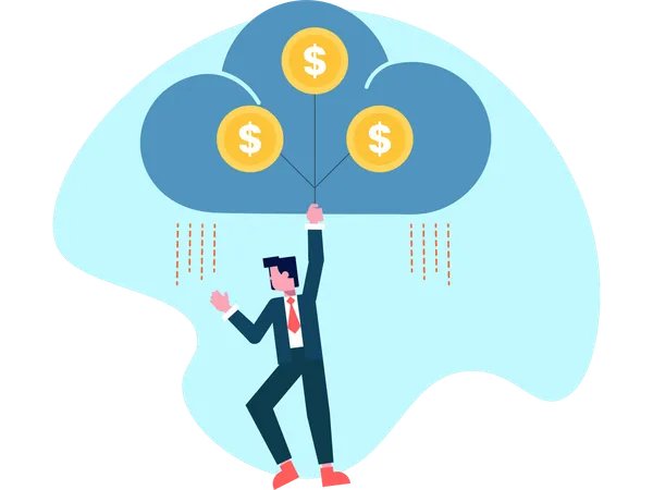 Man earning cloud money  Illustration