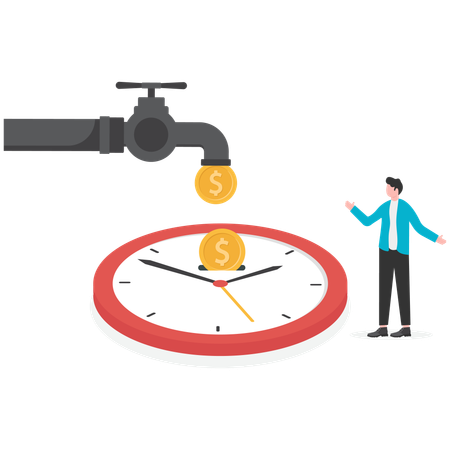 Man earning golden coins in hand  Illustration