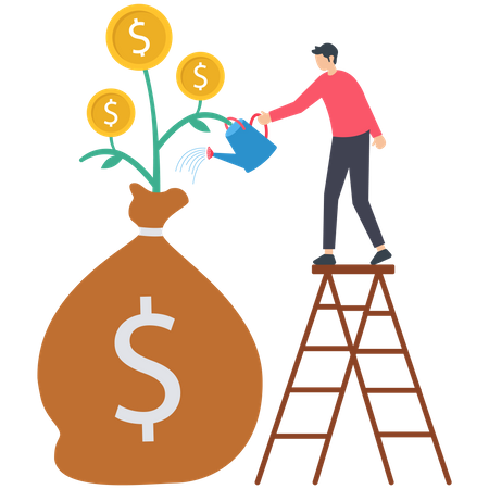 Man earning income from savings  Illustration