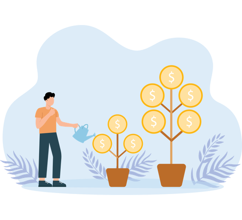 Man earning Investment Profit  Illustration