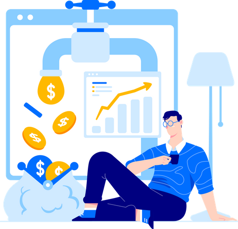 Man earning passive income  Illustration