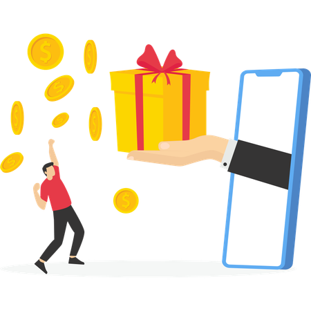 Man earning points and collect to get bonus  Illustration