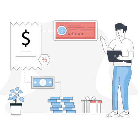 Man earning referral points  Illustration