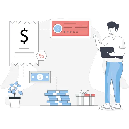 Man earning referral points  Illustration